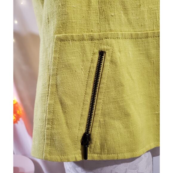 Akris Punto 100% Linen Yellow Roll Tab Short Sleeve Blazer Jacket Womens Size 12 - Picture 6 of 13